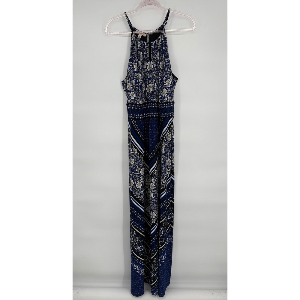CB Established 1962 Blue Floral Halter Maxi‎ Dress Size 16 Sleeveless